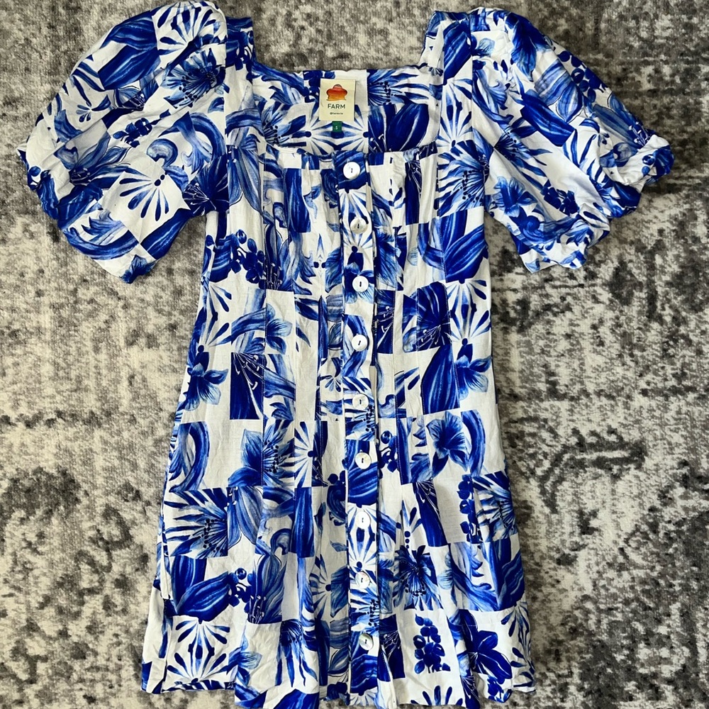Farm Rio Garden Tiles Mini Dress
